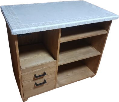 人工大理石+ルーメンタイル収納キッチンカウンター