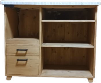 人工大理石+ルーメンタイル収納キッチンカウンター