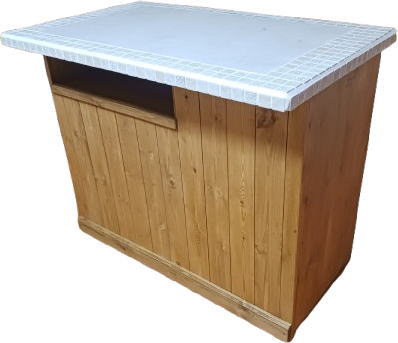 人工大理石+ルーメンタイル収納キッチンカウンター